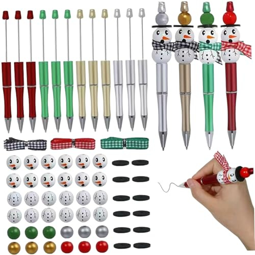 Kit penne con perline natalizie Penne con perline fai-da-te distanziatrici nere Nastri Forniture artigianali per insegnanti, regali per studenti, decorazioni