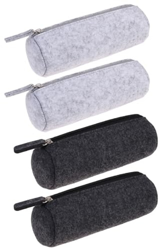 Filz Federmäppchen mit Reißverschluss, 4 Stück für Stifte und Kosmetik | Rundes Etui in Schlichtem, Chicem Look, Leicht zu Reinigen und Robust, für Alltag und Reise