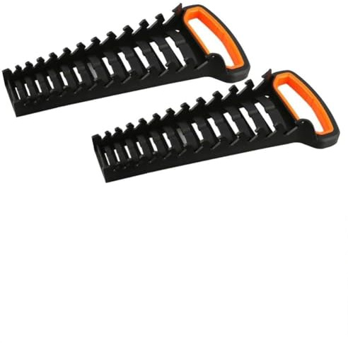 2 Pcs Wrench Organizer Sockets for Storage - 12-Slot Plastic Tool Rack with Self-Locking Design Black + for Orange 8-19Mm Spanner Holder for Home Garage Workshop