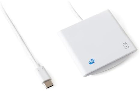 SIMPLETEK – Lector Smart Card Cable USB C Universal Plug And Play Blanco | Portátil, USB-C, CIE, CNS, CRS, Firma Digital, Color Blanco, CAC, PIV, SIPRNET, J-LIS, Mykad, ISO 7816 (Clases A, B y C)