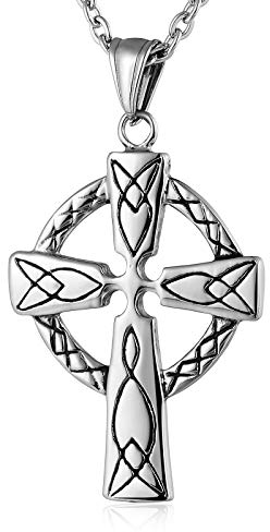 Bishilin Gothic Herren Edelstahl Kette Kreuz Celtic Knoten Halskette Anhänger Silber Partnerkette