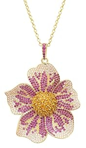 LATELITA Stiefmütterchen-Blumen-Rosa-Halskette Gold