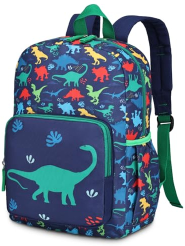 RAVUO Kinderrucksack Jungen 4-8 Jahre,11.4L Schulrucksack,Dinosaurier | Vorschule bis Klasse 2,Leichter,Wasserabweisender,A4-tauglich,Brustgurt,Gepolsterte Schultergurte,Namensfeld,Tabletfach