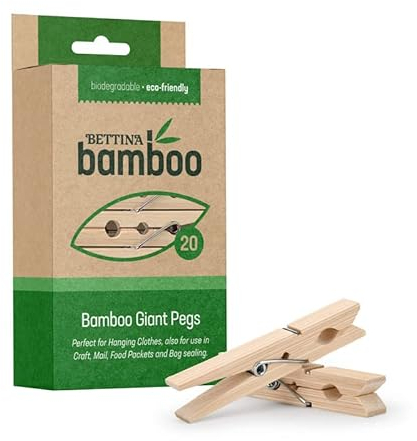 40 x Bamboo Wooden Pegs Strong Clothes Giant Pegs for Washing Line and Hanging Pictures, Arts and Craft