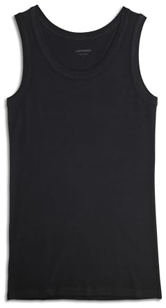 Cotonella, Camiseta de tirantes para hombre de hombro ancho de canalé de algodón Magliapiuma - Art. 8403, Negro , M