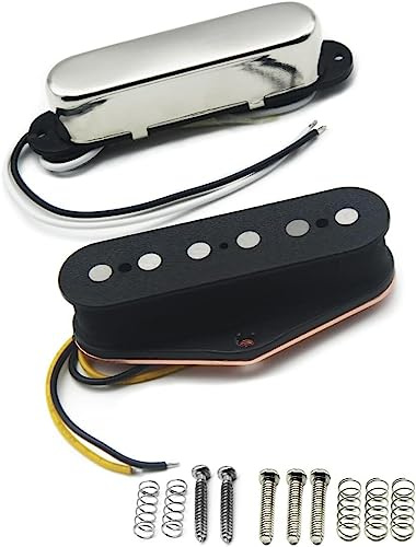 TL Style Single Coil Tonabnehmer Set mit High Output Alnico 5 Magneten, Steg- und Hals-Tonabnehmer als Tele-Gitarre bauen oder Ersatz, mehrfarbig (Chrom N und Schwarz B)