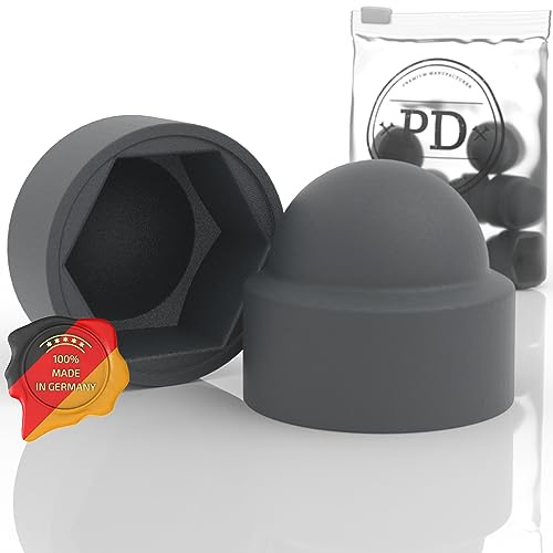 PD® Sechskant Schutzkappen M8 Schlüsselweite 13 - Anthrazit | 10 Stück | Langlebige Abdeckkappen für Muttern & Schraubenkopf aus Kunststoff | Schraubenabdeckung, schützt vor Korrosion, Innen & Außen