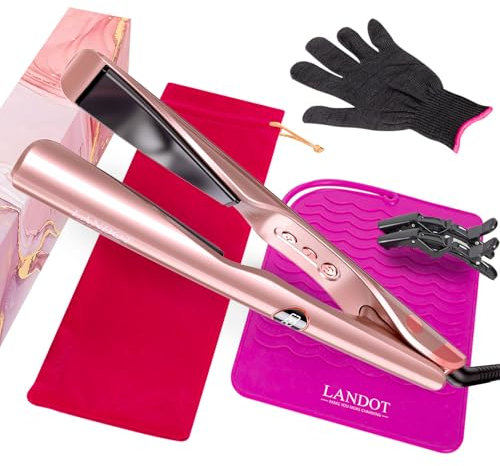 LANDOT Piastra per Capelli e Arricciacapelli 2-in-1: Ottimo per Lisciare e Modellare Ricci e Onde - Capelli Lisci e Morbidi con Maggiore Lucentezza 120-230°C Per Tutti i Tipi di Capelli