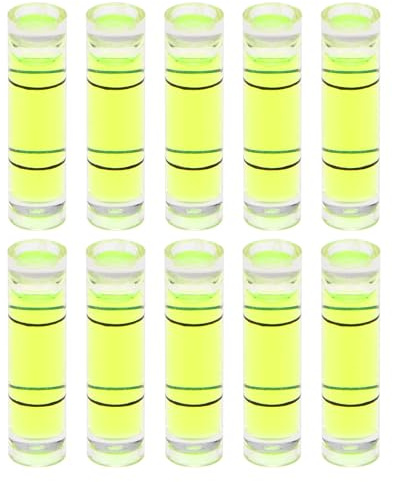 HARFINGTON 10pcs Small Cylindrical Bubble Level Vials 6.5x25.5mm PMMA Mini Horizontal Bubble Spirit Level Measuring Layout Tools for RV TV Picture Frame Hanging Tool Leveler