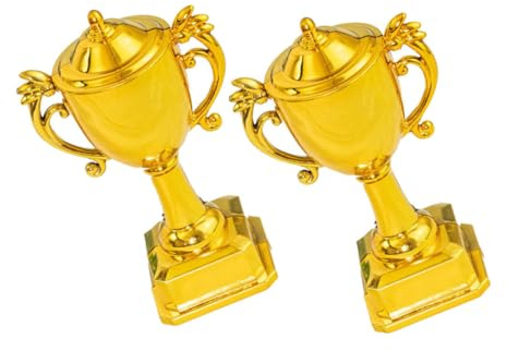 SHOWERORO 2 Stück Kleiner Pokalbecher aus Kunststoff Goldene Tortenaufsätze Lebensmittelecht Vielseitig Einsetzbar für Party und Kuchen Dekorationen