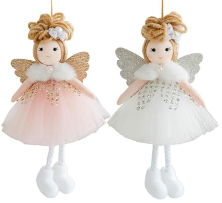 2 Piezas De Adornos Navideños De Muñeca De Ángel, Colgantes De Árbol De Navidad De Muñeca De Ángel, Adornos De Muñeca De Peluche De Ángel De Fieltro, Colgante De Muñeca De Ángel