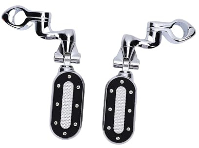 Luocute Motorcykelpinnar för Motorväg, Justerbara 360 Fotstöd med Uppfällbara Hälstöd för Electra Glide, 1,25 Tums Motorskyddsbyte Aluminiumlegering