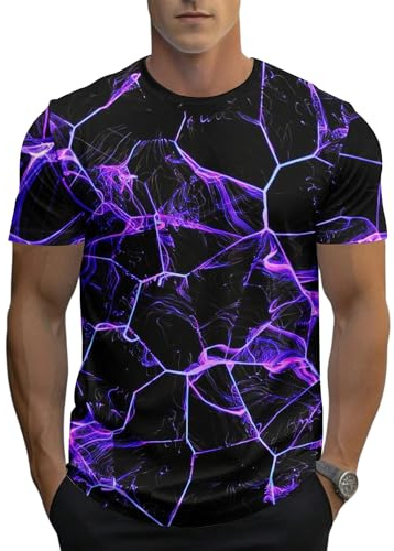 Men's Pattern T-Shirt - Round Neck Short Sleeve T-Shirt, Casual Printed Summer Top