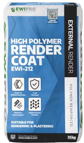 High Polymer Render Coat EWI-212 25kg, Polymer Modified Cement Render for Surface Levelling & Scratch Coats