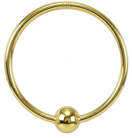14K Gold Nasenpiercing Nasenring Septum 20 Gauge - 8MM und 10MM Durchmesser Nahtloser Hoop mit Kugel Nase Piercing