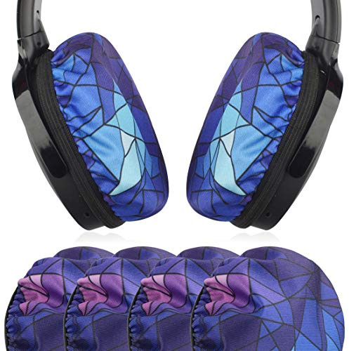 Geekria 2 Pairs Flex Fabric Headphones Ear Covers - Product Safety Certified - Washable & Stretchable Earcup Protectors for Over-Ear Headsets, Sweat Pads for Gym, Gaming (Size M/Diamond)