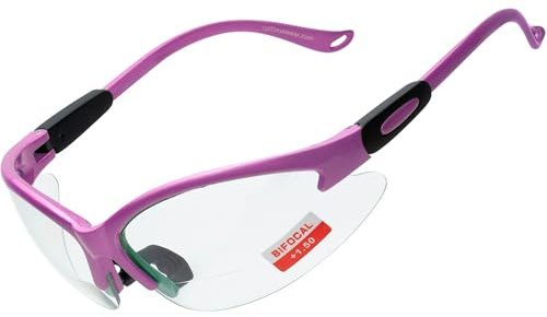 SPITS EYEWEAR Cougar Bifocal Safety Glasses (Magnifier: 2.00, Frame Color: Pink)