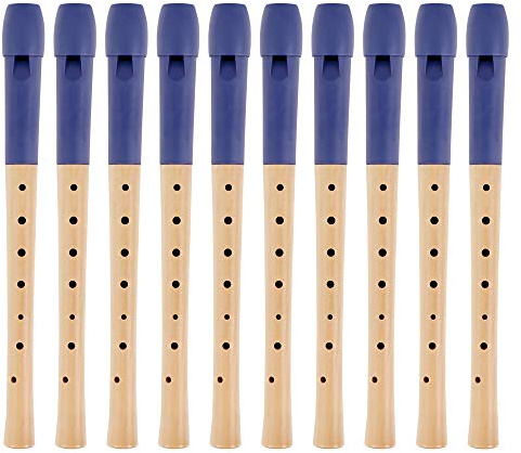 Classic Cantabile Pivella C-Sopran Blockflöte - 10 Flöten aus Ahornholz mit Kopf aus Kunststoff - Deutsche Griffweise - Inkl. Etui, Grifftabelle, Wischerstab und Korkfett - Blau