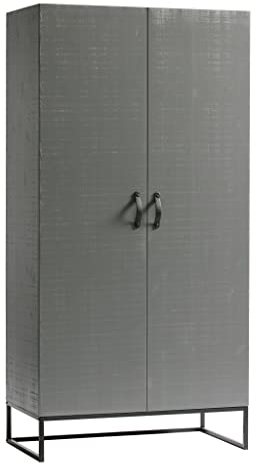 WOOOD Morris Schrank Lehm - 2 Türiger Kleiderschrank aus Kiefer und Melamine Garderobenschrank 195x100x53 cm