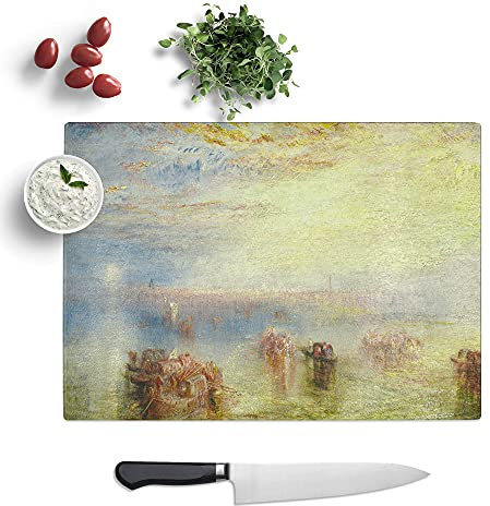 Approach to Venice by Joseph Mallord William Turner - Textured Chopping Board - Worktop Saver - Cutting Board - Heat Resistant, Shatterproof and Hygenic - 28.5 x 20 cm