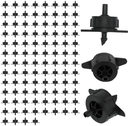 Yuecoom Emettitore di irrigazione a Goccia, 100 Pezzi 4L Emettitori di gocciolamento con compensazione della Pressione Ugello di gocciolatore di irrigazione Staccabile per Tubo 4/7