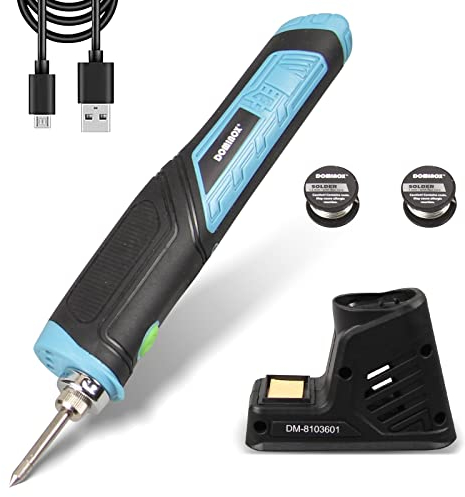 DOMINOX Cordless Soldering Iron 1800mAh with LED Light Ergonomics Handle Rechargeable Battery Soldering Iron, Fast Heating, with Professional Soldering Kit