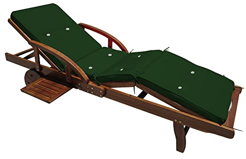 Detex® Cojin Tumbona Jardín Almohada Exterior Acolchado 5cm Colchoneta 195x55x5cm Terraza Patio Verde