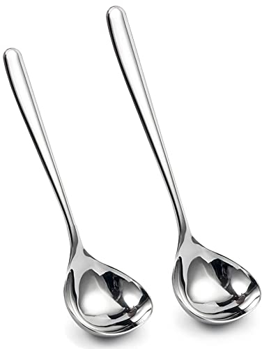 Brateuanoii 2 Stück Suppenkelle Edelstahl, Sus304 Edelstahl Suppenlöffel 20/17cm, Löffel Schöpflöffel, Klein Schöpflöffel, Schöpfkelle Zum Servieren Und Schöpfen Von Suppen Und Eintöpfen - Silber