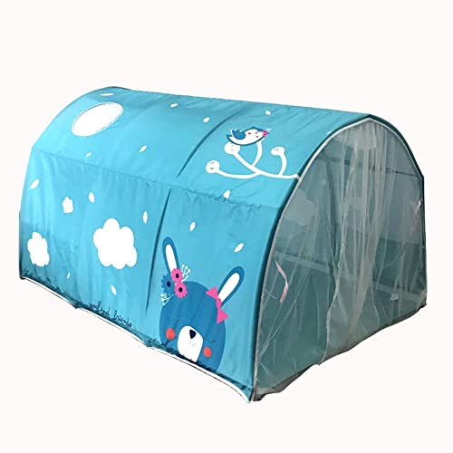 HI SUYI Kinder-Kabinenbett Tunnelzelt für 90-100 cm Breite, Etagenbett, Zelt, Stoff, Himmelblau, Einzelbett