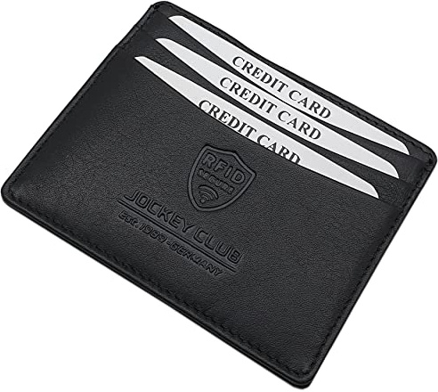 myledershop Flaches Rind-Nappa Leder Kreditkartenetui/Kartenetui/Visitenkartenetui/Scheckkartenetui mit RFID & NFC Schutz in Schwarz