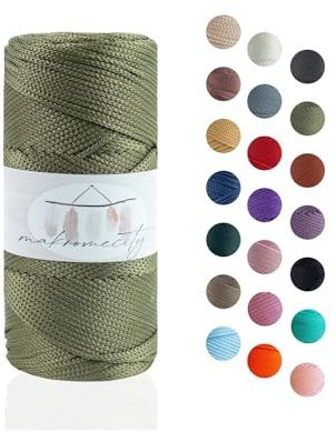 Makromecity Makramee Garn 2mm x 115m Premium Polyester Macrame Cord Polypropylene Yarn für Handwerk Wohndekorationen Platzteller Umhängetasche Handtasche Runner Schnullerkette 20 Farbe