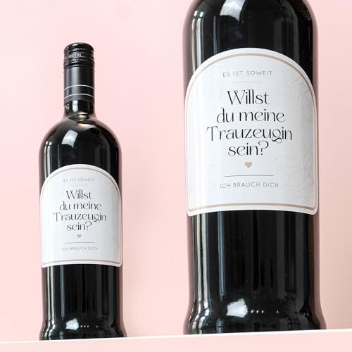 Willst du meine Trauzeugin sein, Aufkleber, Trauzeugin fragen, Flaschenetikett, Geschenk, für Wein und Sektflasche
