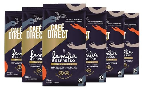 Cafedirect Fairtrade Familia Espresso Ground Coffee 200 g (Pack of 6)