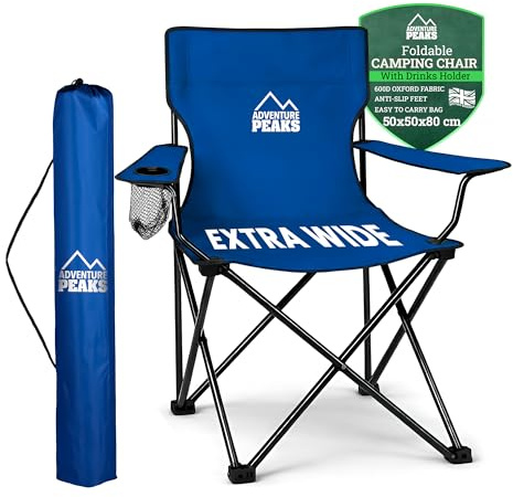 Folding Camping Chairs for Adults - Foldable Camping Chair with Cup Holder & Carry Bag - Heavy Duty Camping Chair Holds upto 120kg – Ideal for Camping, Garden, Beach & Outdoor Activities