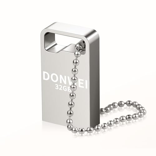 DONWEI Clé USB, Cle USB 32 Go, Clés USB 2.0 Grande Capacité, Métal Mini Clef USB Mémoire Externe, Pendrive Portable Flash Drive Originale Stockage des Données pour Ordinateurs, Cadeaux Aux Étudiants