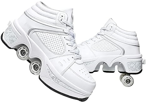 Roller Schuhe, Schuhe mit Rollen rollerskates mädchen Männer, Skateboard Schuhe Bequem Und Atmungsaktiv Quad Skates Verstellbare Rollschuhe Verstecktes Rad Sneaker mit Rollen