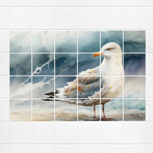 GRAZDesign Fliesenaufkleber Bad Möwe maritim Fliesenbild selbstklebend Wandbild für Fliesen - 15x20cm / 92x61cm