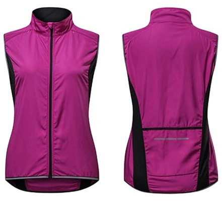ARMAAN Gilet da Ciclismo da Donna Ultraleggero Colletto alla Coreana Softshell Gilet da Corsa Riflettente Antivento Antipioggia Bicicletta Senza Maniche Giacca da Ciclismo MTB Tute da Bici,Purple-XL