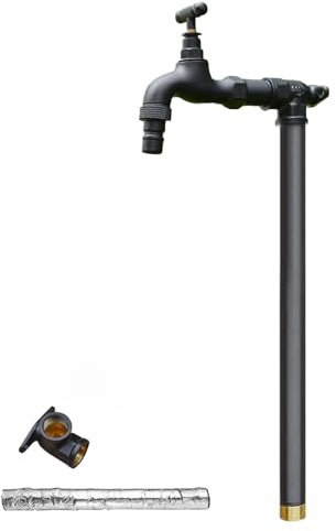 LXRHLIKG Freistehende Wassersäule Garten mit Wasserhahn, Vertikaler Wasserhydrant mit Frostschutz für Wasserrohre im Außenbereich(Black,80cm/31in)