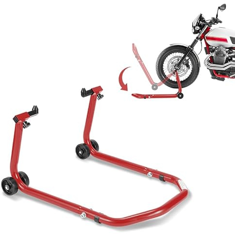 Yakimz Montageständer Vorne, Motorrad Ständer Motorradheber, Montagelift Frontständer, Front-Motorradheber aus Stahl, breitenverstellbar, Wartungs-/Montagearbeiten für Motorräder bis 300 kg, Rot