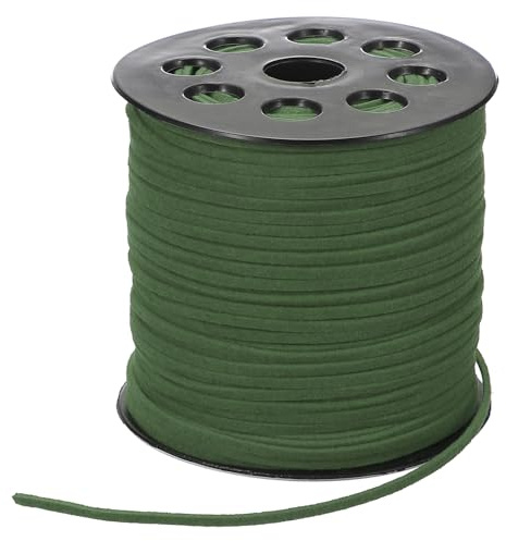 PATIKIL 100 Iarde x 2.6mm Cordino Finta Pelle Scamosciata, Cordino Pelle per Braccialetti, Collane, Perline, Fai da Te, Verde Scuro
