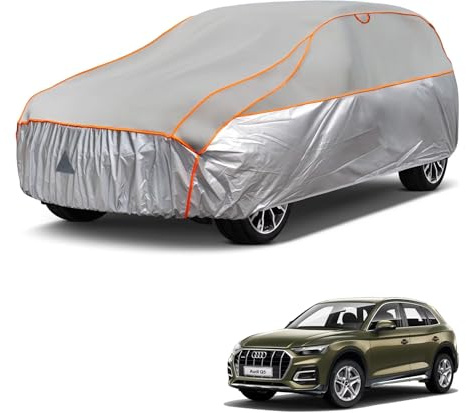 kayme Hagelschutzplane Auto Autoabdeckung Wasserdicht Atmungsaktiv，Hagelschutz Vollgarage Passend für Audi Q5（2008-2024）, Hagelschutzgarage Abdeckplane für Hagel Sonne Regen Schutz, Grau