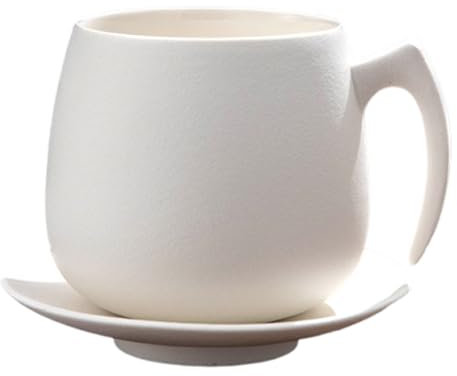 WNDUOKXH Set di Tazze Funzionali in Ceramica Satinata Tazza di Vin brulè Tazza da caffè in Ceramica Satinata per sottobicchieri per la Colazione, Bianco