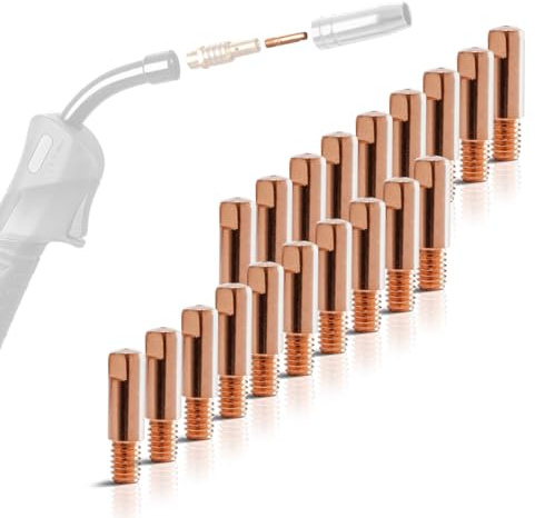 STAHLWERK Stromdüsen M6x25 in 0,8 mm, 40 Stück für MIG/MAG-Schweißbrenner | Kontaktdüsen und Verschleißteile für AK15, MB15, AK14 und MB14, Schweißzubehör für Schweißbrenner