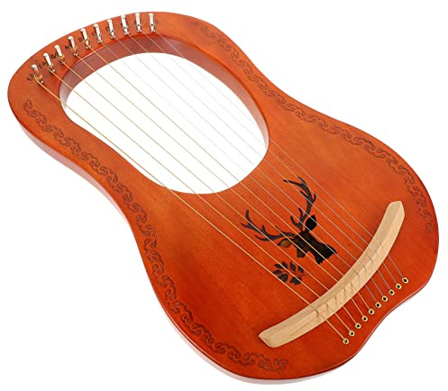BESTonZON Holzleierharfe Filigranes Musikinstrument mit Holzkorpus Naturholz Instrument Metallsaiten Vintage-instrument Klang Süß