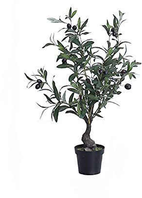 Plantes artificielles d'intérieur, Arbre Artificiel de 25,6 Pouces, Arbre Artificiel, Plante d'olivier, Fruits, Feuilles d'olivier en Soie, décoration pour la Maison, Le Jardin, Le Bureau,