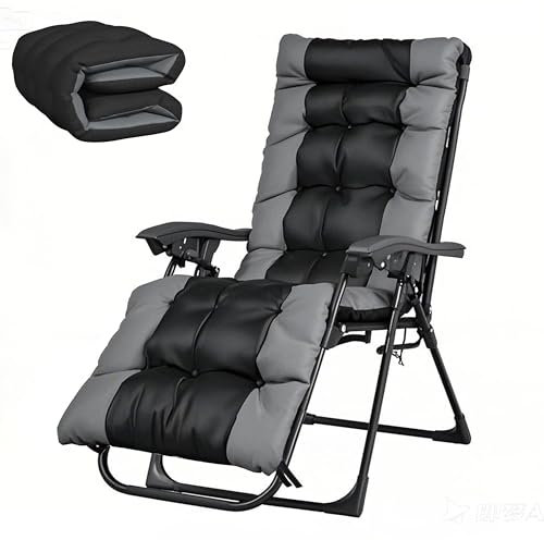 OVLRIJP Chaise Longue de Jardin, Extra Large Chaise Longue Pliante avec Appui-tête et Porte-Gobelet, Chaises Longues Jardin Extérieur, Transat Pliant pour Balcon, Terrasse (Marron avec Coussin)