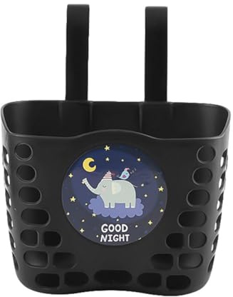 Uixxducc Cesta de bicicleta para niños, bolsa para manillar de bicicleta, cesta para niños, delantera para bicicleta infantil, con adhesivo, ajuste universal (negro)