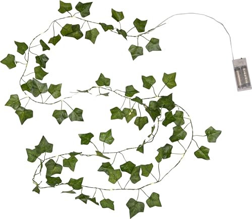 Ivy Guirlande lumineuse décorative avec feuilles de lierre, 20 LED, piles + minuteur, blanc chaud, L 200 cm