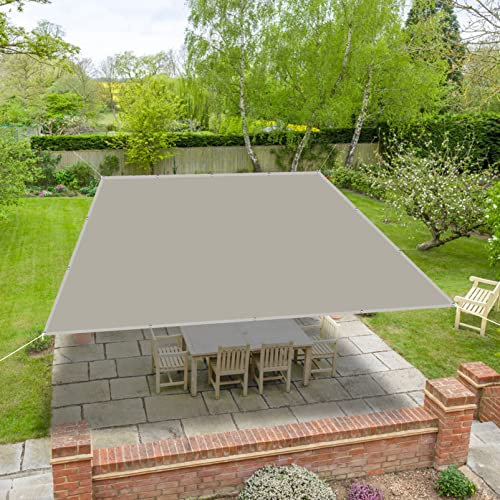 Grande ombrello da giardino impermeabile 5 x 5,5 m, protezione UV e copertura antipioggia con corda di nylon, baldacchino quadrato per esterni, patio, terrazza, vela ombreggiante beige
